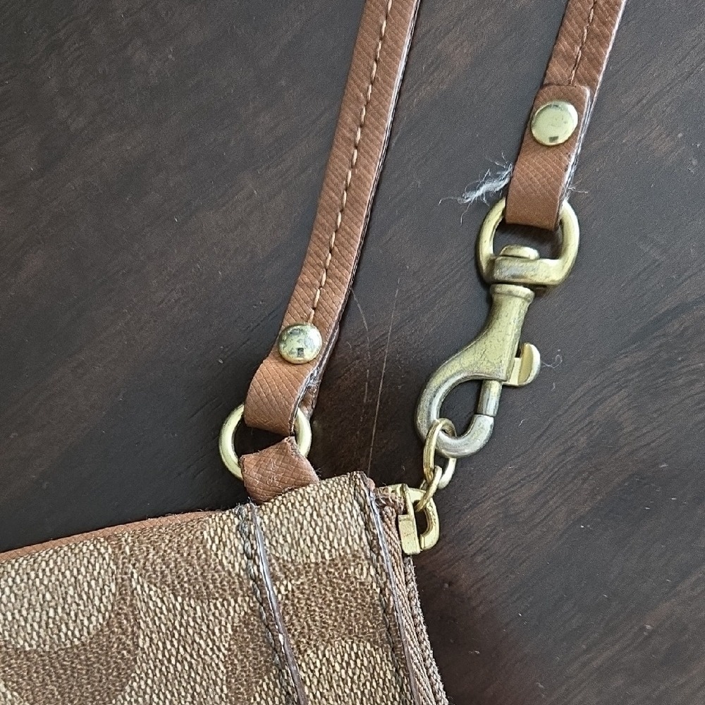 Coach Signature Tan Wristlet - Picture 4 of 15